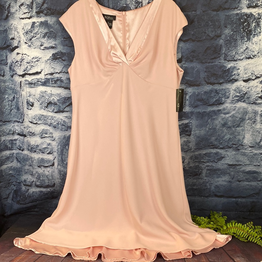 V Neckline A Line Formal Dress with subtle Ruffled accent hemline